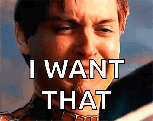 A Close Up Of A Man 'S Face With The Words I Want That Written On It GIF