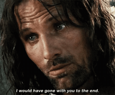 A Close Up Of A Man 'S Face With The Words " I Would Have Gone With You To The End " GIF