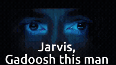A Close Up Of A Man 'S Face With The Words Jarvis Gadoosh This Man GIF