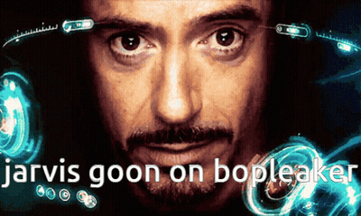 A Close Up Of A Man 'S Face With The Words Jarvis Goon On Bopleake Written Below Him GIF