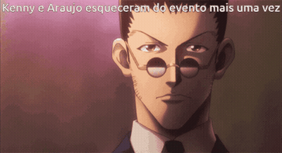 A Close Up Of A Man 'S Face With The Words Kenny E Araujo Equeceram Do Evento Mais Uma Vez Below Him GIF