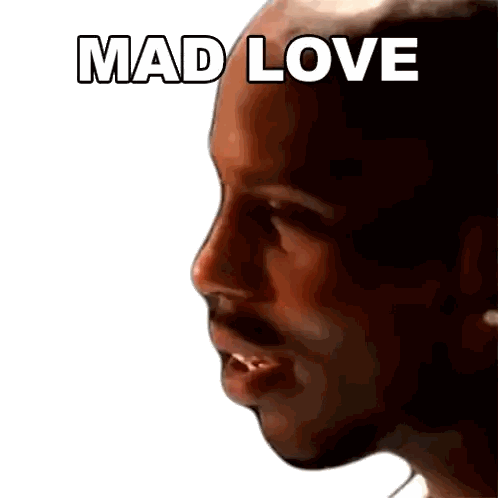 A Close Up Of A Man 'S Face With The Words Mad Love On It Sticker