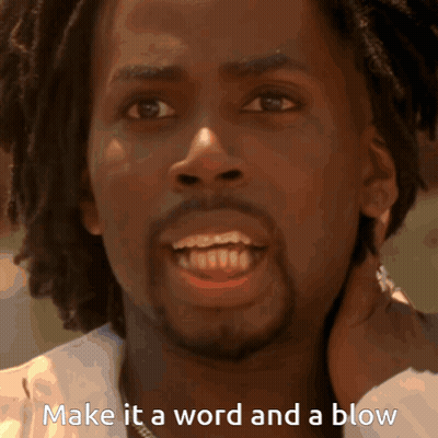 A Close Up Of A Man 'S Face With The Words Make It A Word And A Blow Below Him GIF