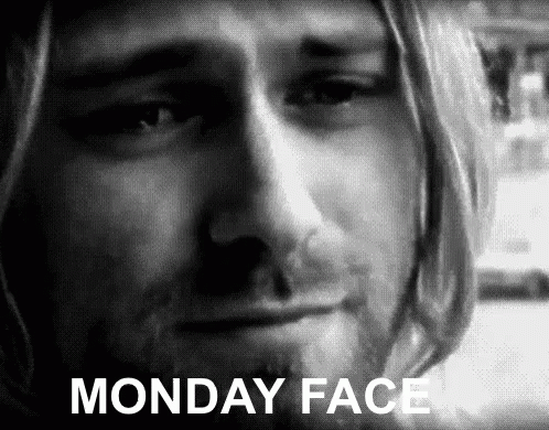 A Close Up Of A Man 'S Face With The Words Monday Face Written Below It GIF