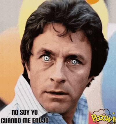 A Close Up Of A Man 'S Face With The Words No Soy Yo Cuando Me Enojo On The Bottom GIF