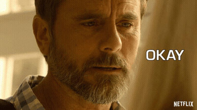 A Close Up Of A Man 'S Face With The Words Okay Written Below Him GIF