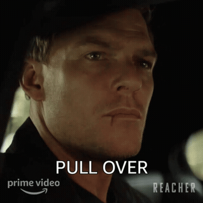 A Close Up Of A Man 'S Face With The Words Pull Over On The Bottom Right GIF
