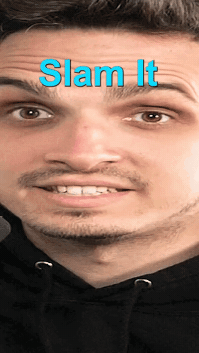 A Close Up Of A Man 'S Face With The Words Slam It Above It GIF