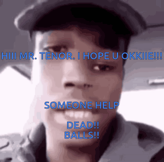 A Close Up Of A Man 'S Face With The Words " Someone Help Dead Balls " GIF