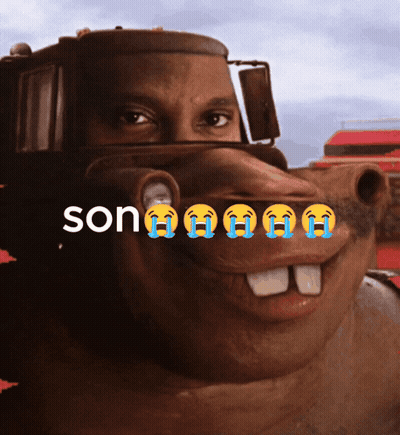 A Close Up Of A Man 'S Face With The Words Son Written On It GIF