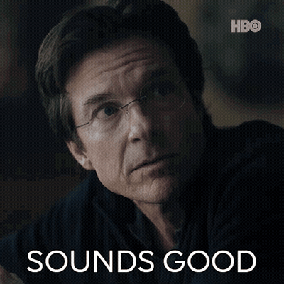 A Close Up Of A Man 'S Face With The Words Sounds Good Below Him GIF