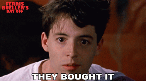 A Close Up Of A Man 'S Face With The Words They Bought It GIF