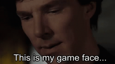 A Close Up Of A Man 'S Face With The Words `` This Is My Game Face . '' GIF