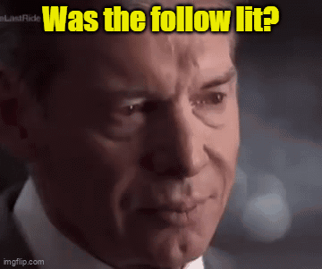 A Close Up Of A Man 'S Face With The Words Was The Follow Lit GIF