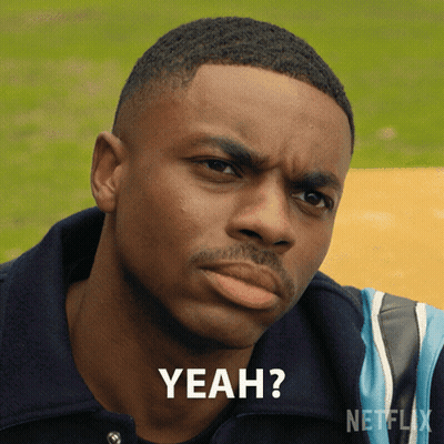 A Close Up Of A Man 'S Face With The Words Yeah Written On The Bottom GIF