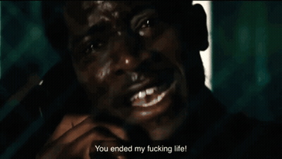 A Close Up Of A Man 'S Face With The Words " You Ended My Fucking Life " GIF