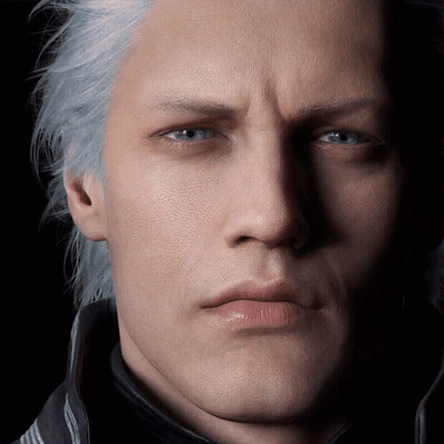 A Close Up Of A Man 'S Face With White Hair And Blue Eyes GIF