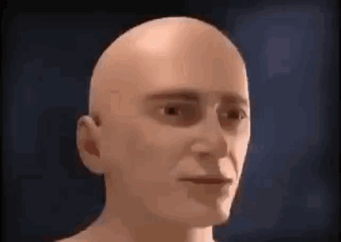 A Close Up Of A Man 'S Head With A Bald Head . GIF