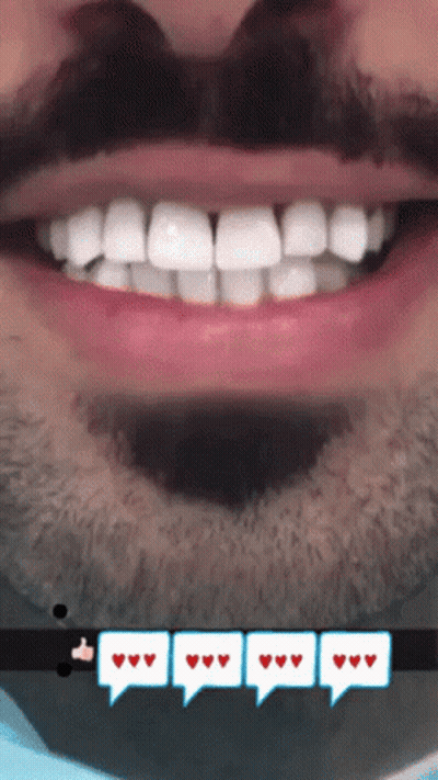A Close Up Of A Man 'S Mouth With A Speech Bubble That Says ' I Love You ' GIF