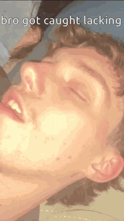 A Close Up Of A Man Sleeping With The Words Bro Got Caught Lacking Above Him GIF