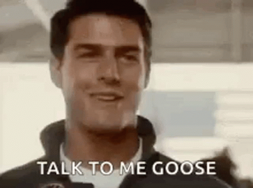 A Close Up Of A Man Talking To A Goose . GIF
