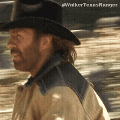 A Close Up Of A Man Wearing A Cowboy Hat With The Hashtag #Walkertexasranger On The Bottom Right GIF