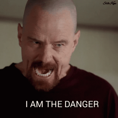 A Close Up Of A Man With A Beard And The Words I Am The Danger GIF