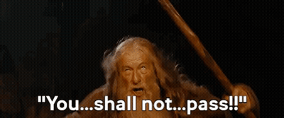 A Close Up Of A Man With A Beard And The Words `` You Shall Not Pass ! '' GIF