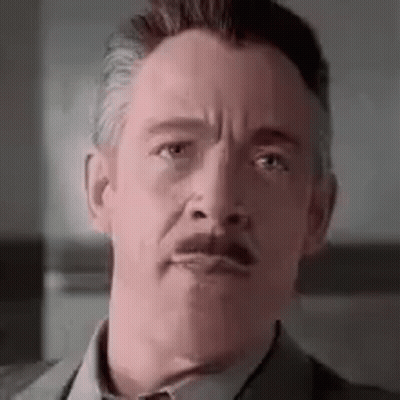 A Close Up Of A Man With A Mustache Wearing A Suit And Tie . GIF