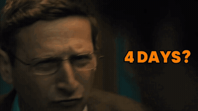 A Close Up Of A Man With Glasses And The Words 4 Days GIF