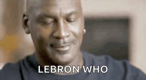 A Close Up Of A Man With His Eyes Closed And The Words `` Lebron Who '' Written On His Face . GIF