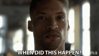 A Close Up Of A Man With The Words When Did This Happen Written Below Him GIF