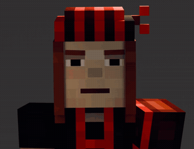 A Close Up Of A Minecraft Character With A Red Hat GIF