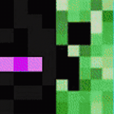 A Close Up Of A Minecraft Creeper And Enderman . GIF