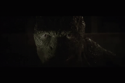 A Close Up Of A Monster 'S Face With The Words And So It Begins Below It GIF