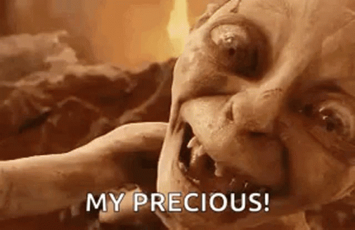 A Close Up Of A Monster 'S Face With The Words `` My Precious ! '' GIF