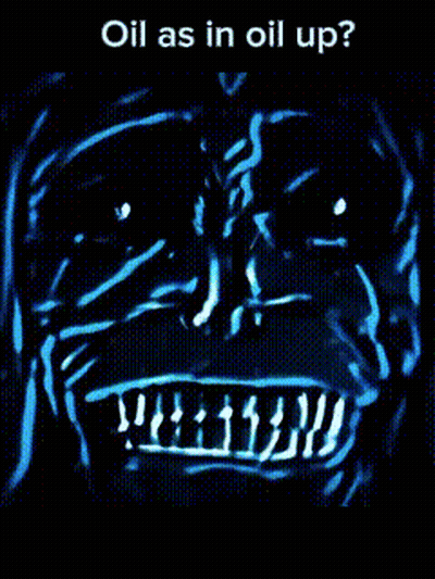 A Close Up Of A Monster 'S Face With The Words Oil As In Oil Up GIF