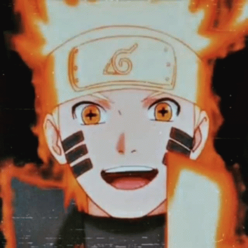 A Close Up Of A Naruto Character Wearing A Headband With A Fire Coming Out Of It . GIF