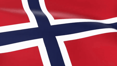 A Close Up Of A Norwegian Flag With A Blue White And Red Cross GIF