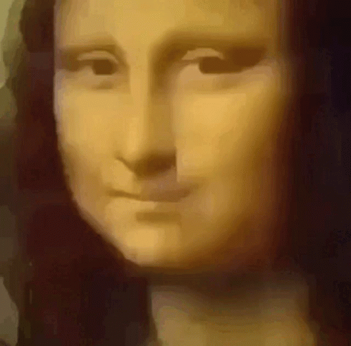 A Close Up Of A Painting Of A Woman With Long Hair GIF