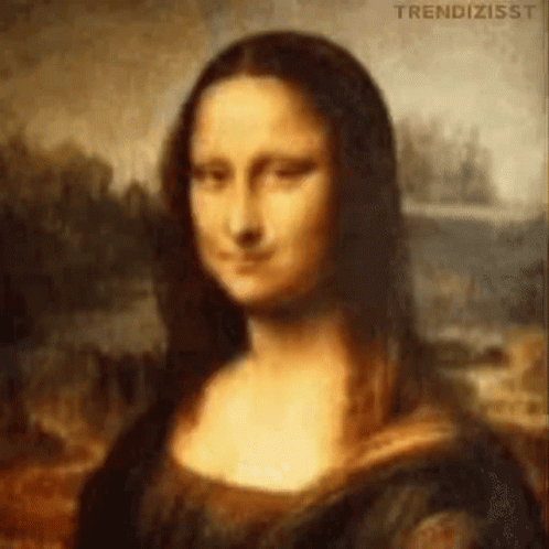 A Close Up Of A Painting Of A Woman With The Words Trendizisst At The Bottom GIF
