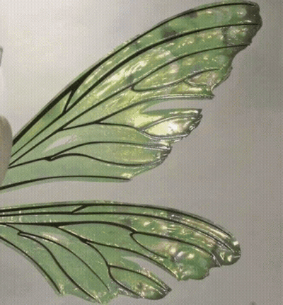 A Close Up Of A Pair Of Green Fairy Wings . GIF