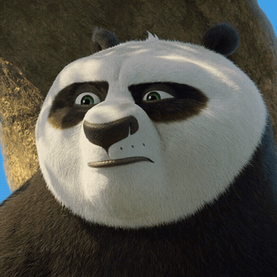 A Close Up Of A Panda Bear With A Serious Look On His Face GIF