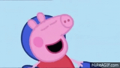 A Close Up Of A Peppa Pig Cartoon Character Smiling With Her Eyes Closed . GIF