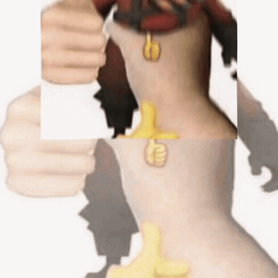 A Close Up Of A Person Giving A Thumbs Up With A Yellow Sticker On It GIF