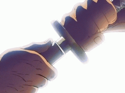 A Close Up Of A Person Holding A Sword GIF