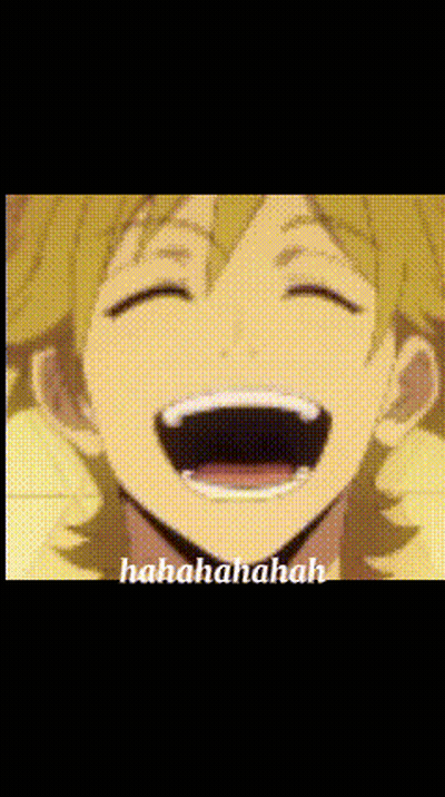 A Close Up Of A Person Laughing With The Words Hahahahaah Written Below GIF