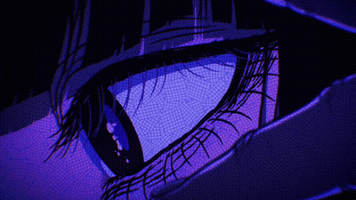 A Close Up Of A Person 'S Eye With A Purple Glow GIF