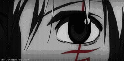 A Close Up Of A Person 'S Eye With A Red Cross On It .. GIF