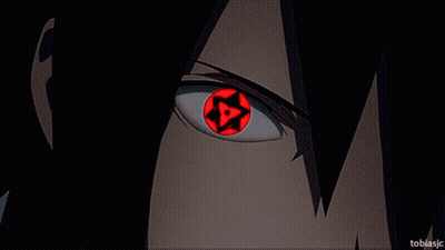 A Close Up Of A Person 'S Eye With A Red Star On It GIF